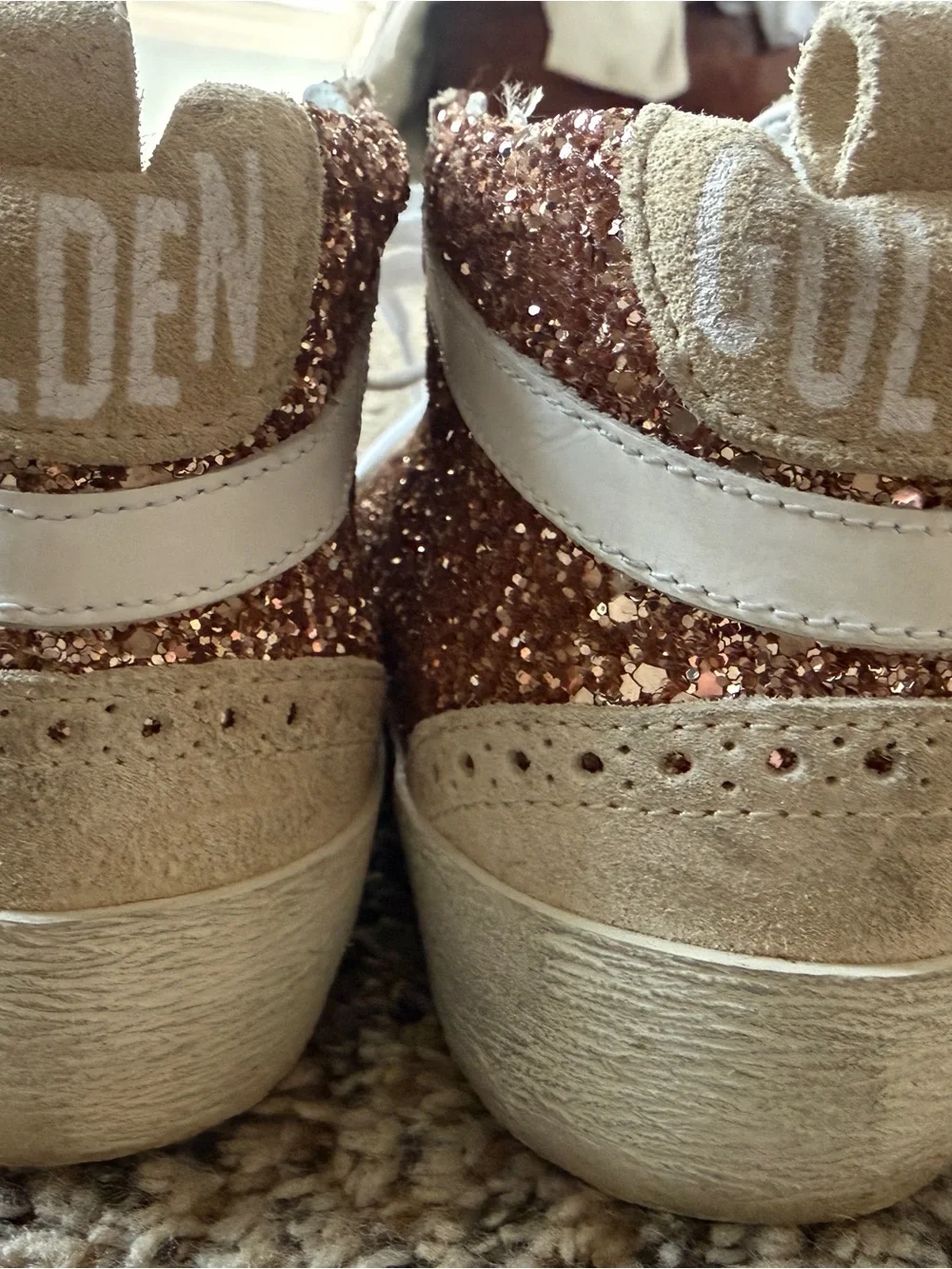 Golden Goose Women's Mid Star with pink glitter